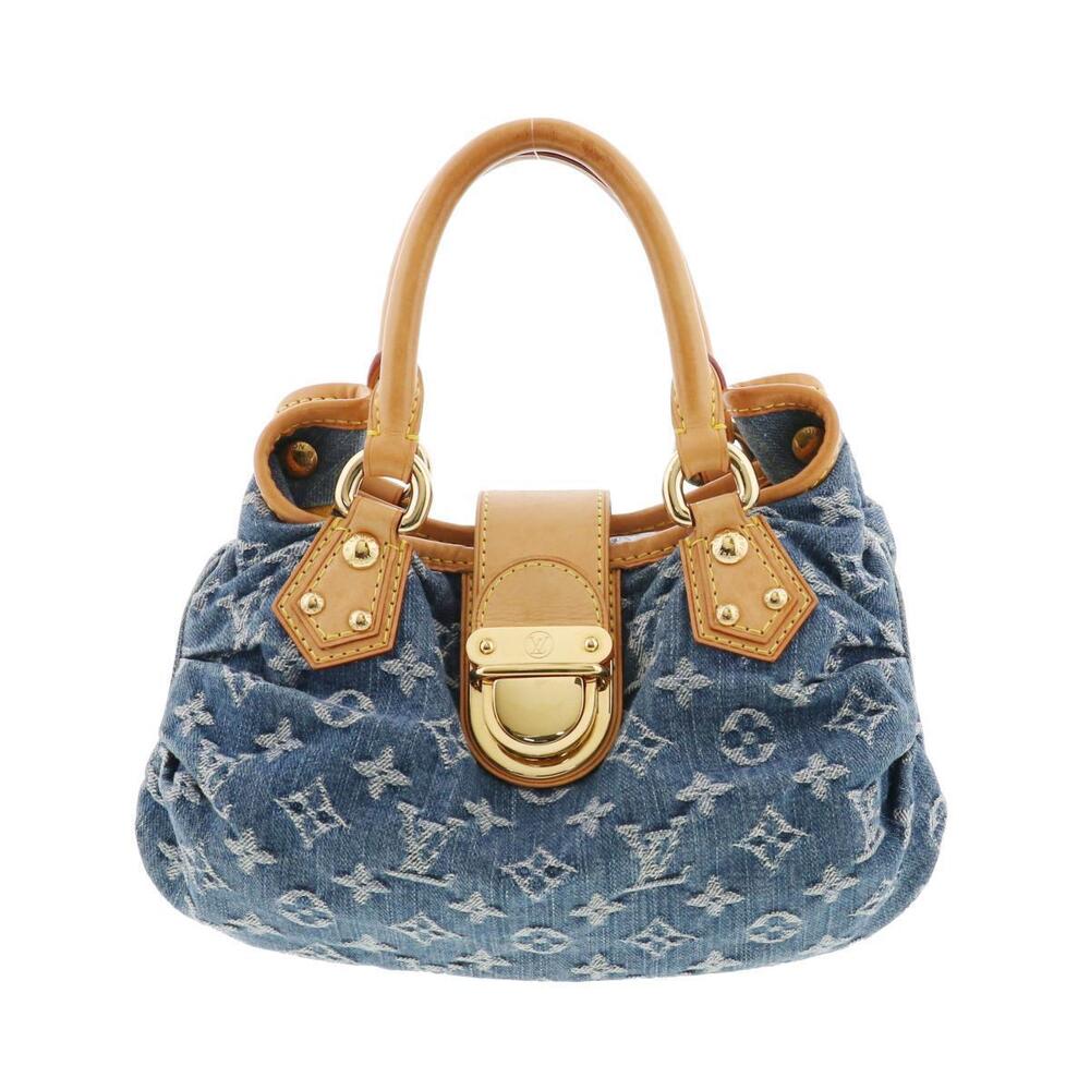 LOUIS VUITTON Pleaty Denim Handbag Monogram Blue